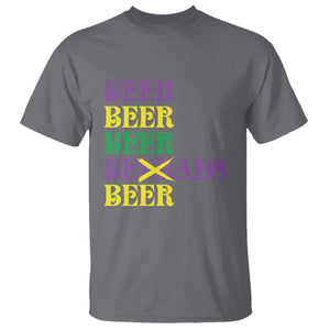Funny Mardi Gras Drinking T Shirt Retro Beads Beer Carnival Party TS11 Charcoal Print Your Wear