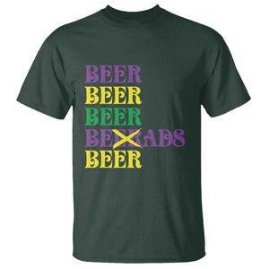 Funny Mardi Gras Drinking T Shirt Retro Beads Beer Carnival Party TS11 Dark Forest Green Print Your Wear