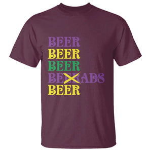 Funny Mardi Gras Drinking T Shirt Retro Beads Beer Carnival Party TS11 Maroon Print Your Wear