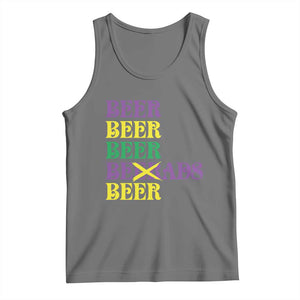 Funny Mardi Gras Drinking Tank Top Retro Beads Beer Carnival Party TS11 Black Heather Print Your Wear