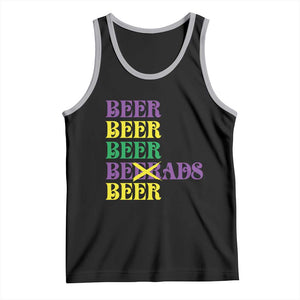 Funny Mardi Gras Drinking Tank Top Retro Beads Beer Carnival Party TS11 Black Athletic Heather Print Your Wear