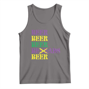 Funny Mardi Gras Drinking Tank Top Retro Beads Beer Carnival Party TS11 Deep Heather Print Your Wear