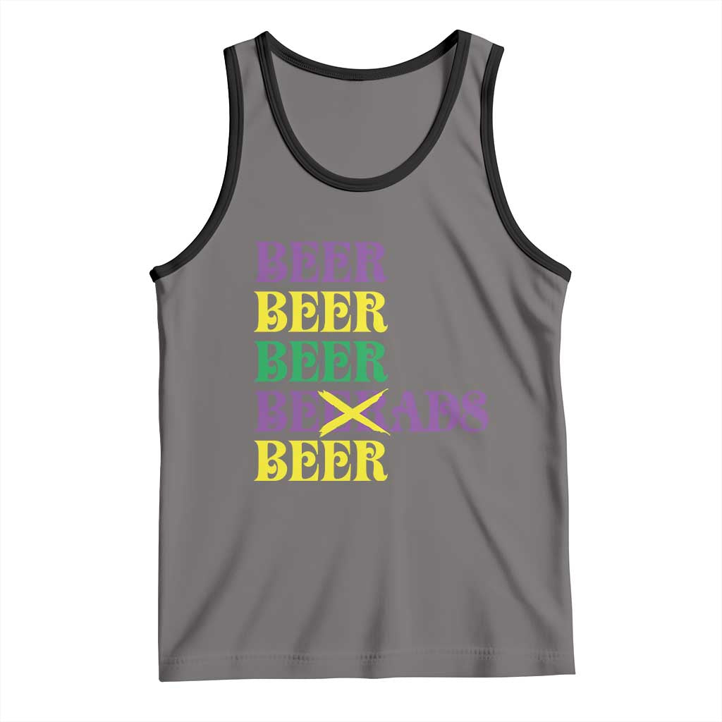 Funny Mardi Gras Drinking Tank Top Retro Beads Beer Carnival Party TS11 Deep Heather Black Print Your Wear