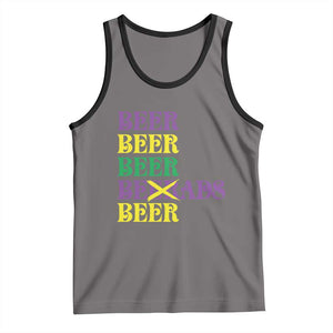 Funny Mardi Gras Drinking Tank Top Retro Beads Beer Carnival Party TS11 Deep Heather Black Print Your Wear