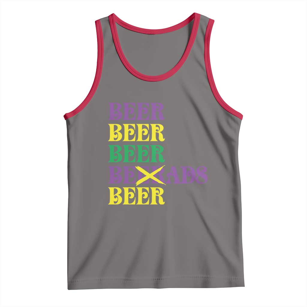 Funny Mardi Gras Drinking Tank Top Retro Beads Beer Carnival Party TS11 Deep Heather Red Print Your Wear