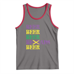 Funny Mardi Gras Drinking Tank Top Retro Beads Beer Carnival Party TS11 Deep Heather Red Print Your Wear