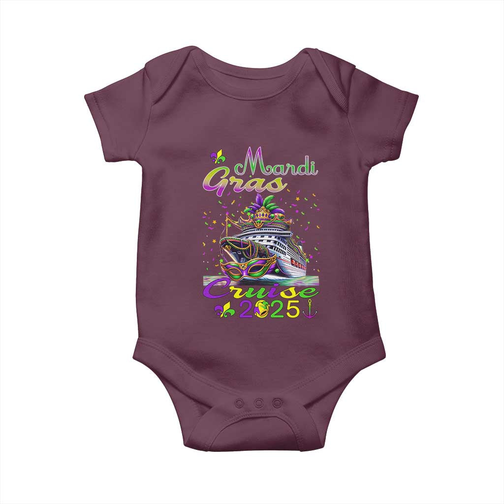 Funny Mardi Gras Cruise 2025 Baby Onesie Trip New Orleans Family Matching TS11 Maroon Print Your Wear