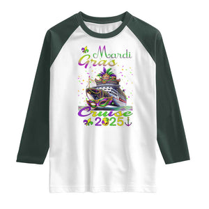 Funny Mardi Gras Cruise 2025 Raglan Shirt Trip New Orleans Family Matching TS11 White Dark Forest Green Print Your Wear