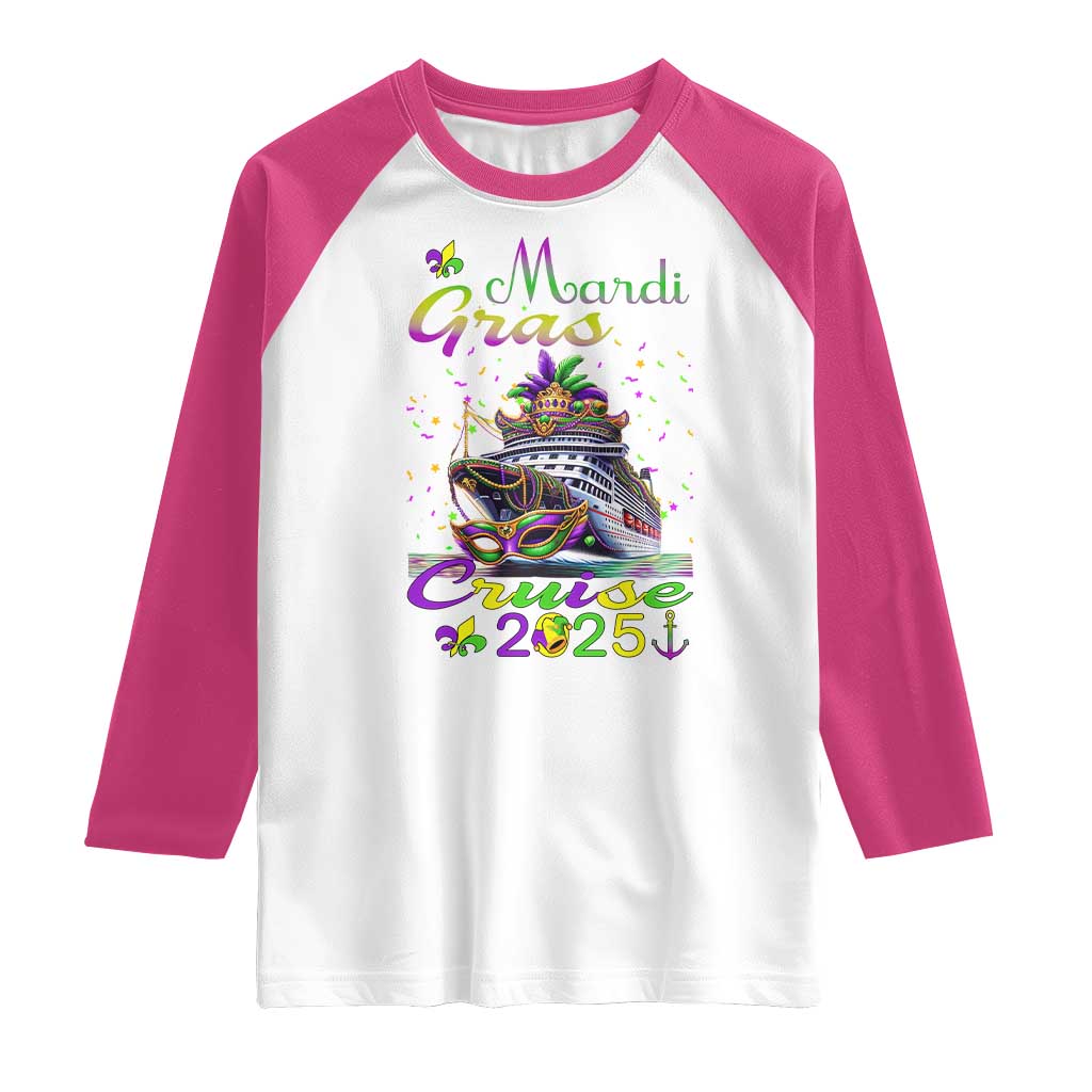 Funny Mardi Gras Cruise 2025 Raglan Shirt Trip New Orleans Family Matching TS11 White Heliconia Print Your Wear