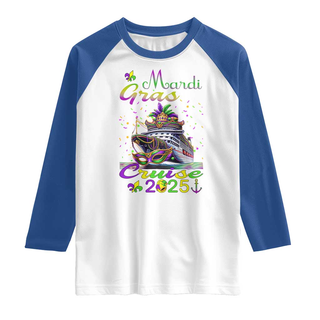 Funny Mardi Gras Cruise 2025 Raglan Shirt Trip New Orleans Family Matching TS11 White Royal Print Your Wear