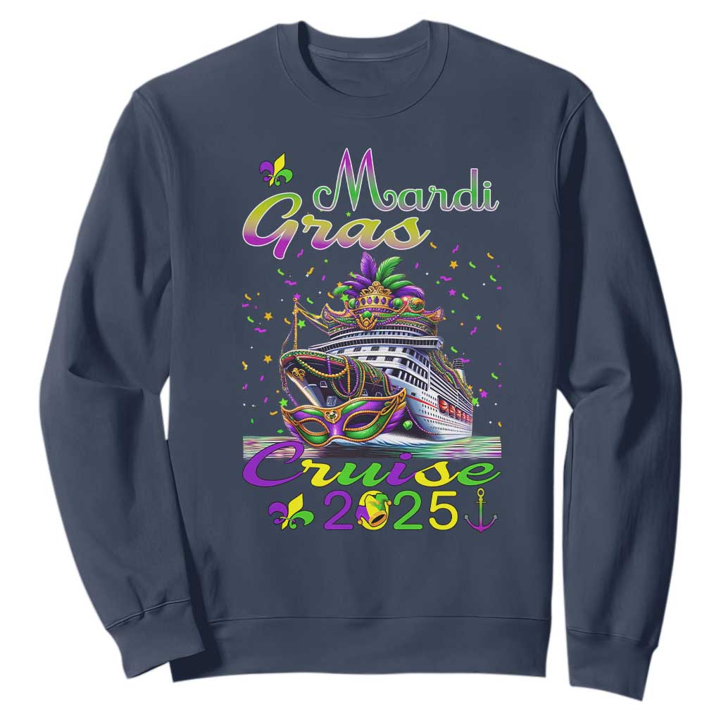 Funny Mardi Gras Cruise 2025 Sweatshirt Trip New Orleans Family Matching TS11 Navy Print Your Wear
