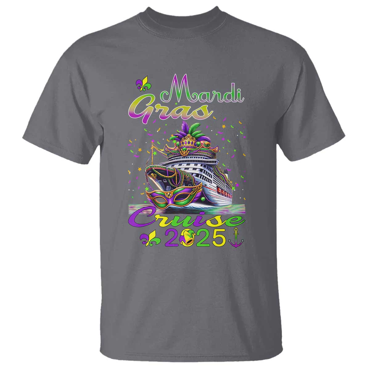 Funny Mardi Gras Cruise 2025 T Shirt Trip New Orleans Family Matching TS11 Charcoal Print Your Wear