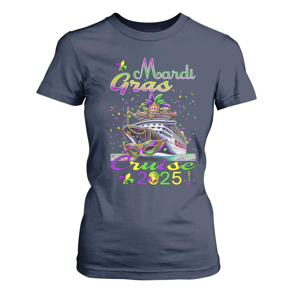 Funny Mardi Gras Cruise 2025 T Shirt For Women Trip New Orleans Family Matching TS11 Navy Print Your Wear