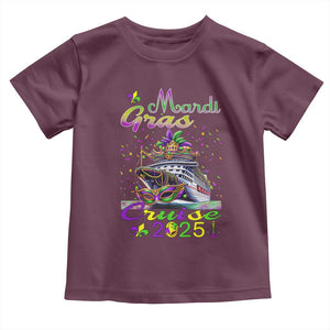 Funny Mardi Gras Cruise 2025 Toddler T Shirt Trip New Orleans Family Matching TS11 Maroon Print Your Wear