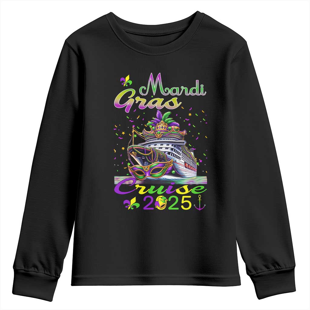 Funny Mardi Gras Cruise 2025 Youth Sweatshirt Trip New Orleans Family Matching TS11 Black Print Your Wear