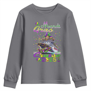 Funny Mardi Gras Cruise 2025 Youth Sweatshirt Trip New Orleans Family Matching TS11 Charcoal Print Your Wear