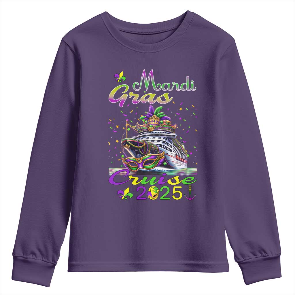 Funny Mardi Gras Cruise 2025 Youth Sweatshirt Trip New Orleans Family Matching TS11 Purple Print Your Wear