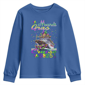Funny Mardi Gras Cruise 2025 Youth Sweatshirt Trip New Orleans Family Matching TS11 Royal Blue Print Your Wear