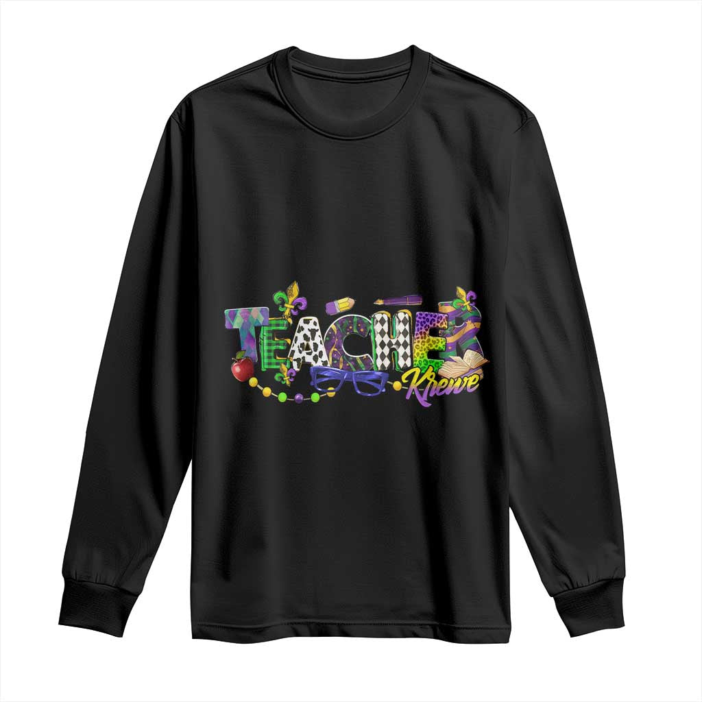 Funny Mardi Gras Teacher Krewe Long Sleeve Shirt Parade Carnival School Beads TS11 Black Print Your Wear