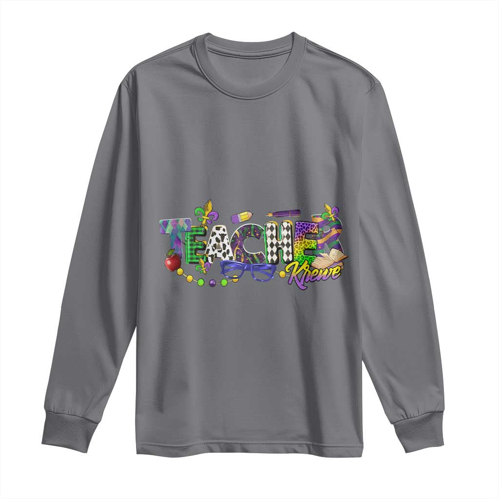 Funny Mardi Gras Teacher Krewe Long Sleeve Shirt Parade Carnival School Beads TS11 Charcoal Print Your Wear