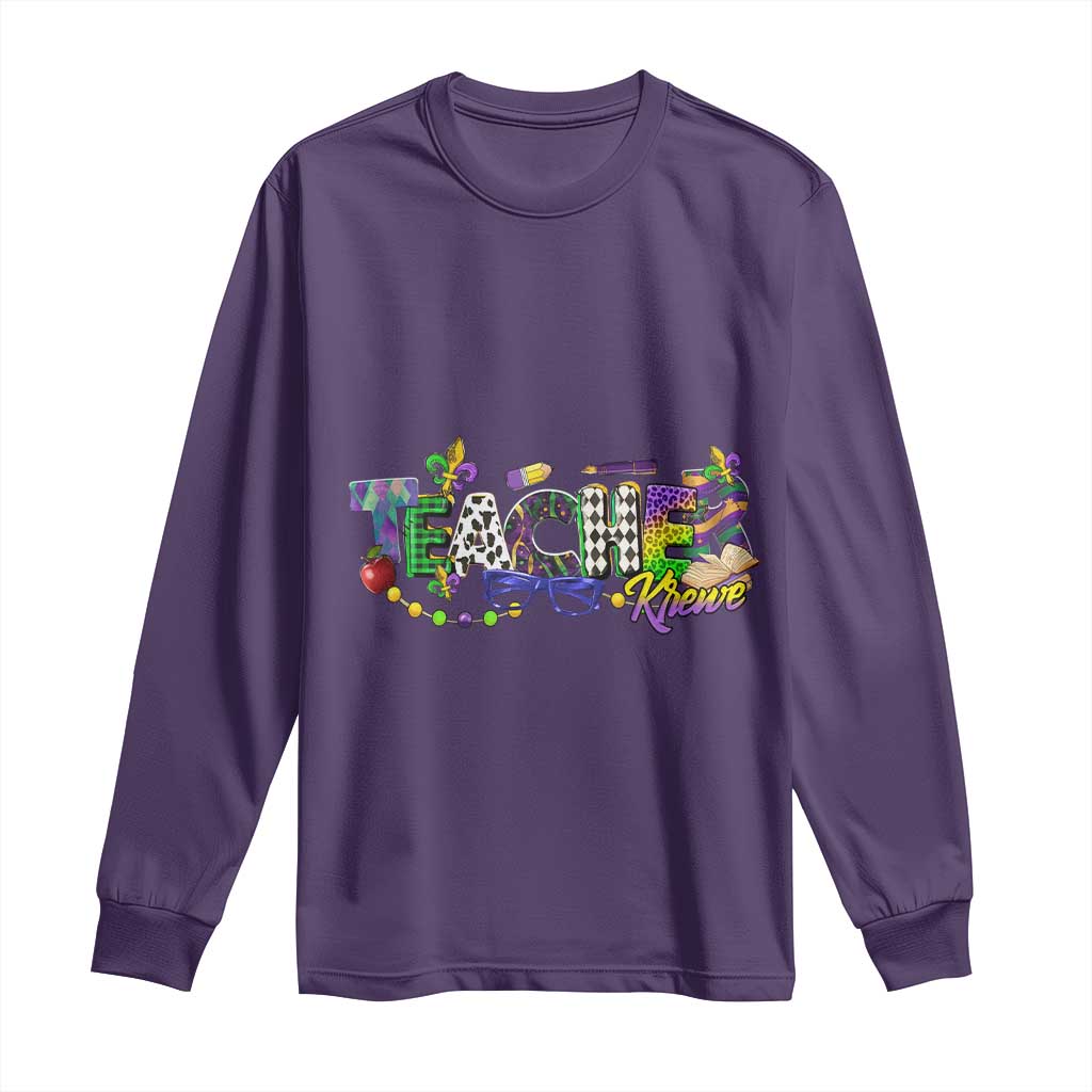 Funny Mardi Gras Teacher Krewe Long Sleeve Shirt Parade Carnival School Beads TS11 Purple Print Your Wear