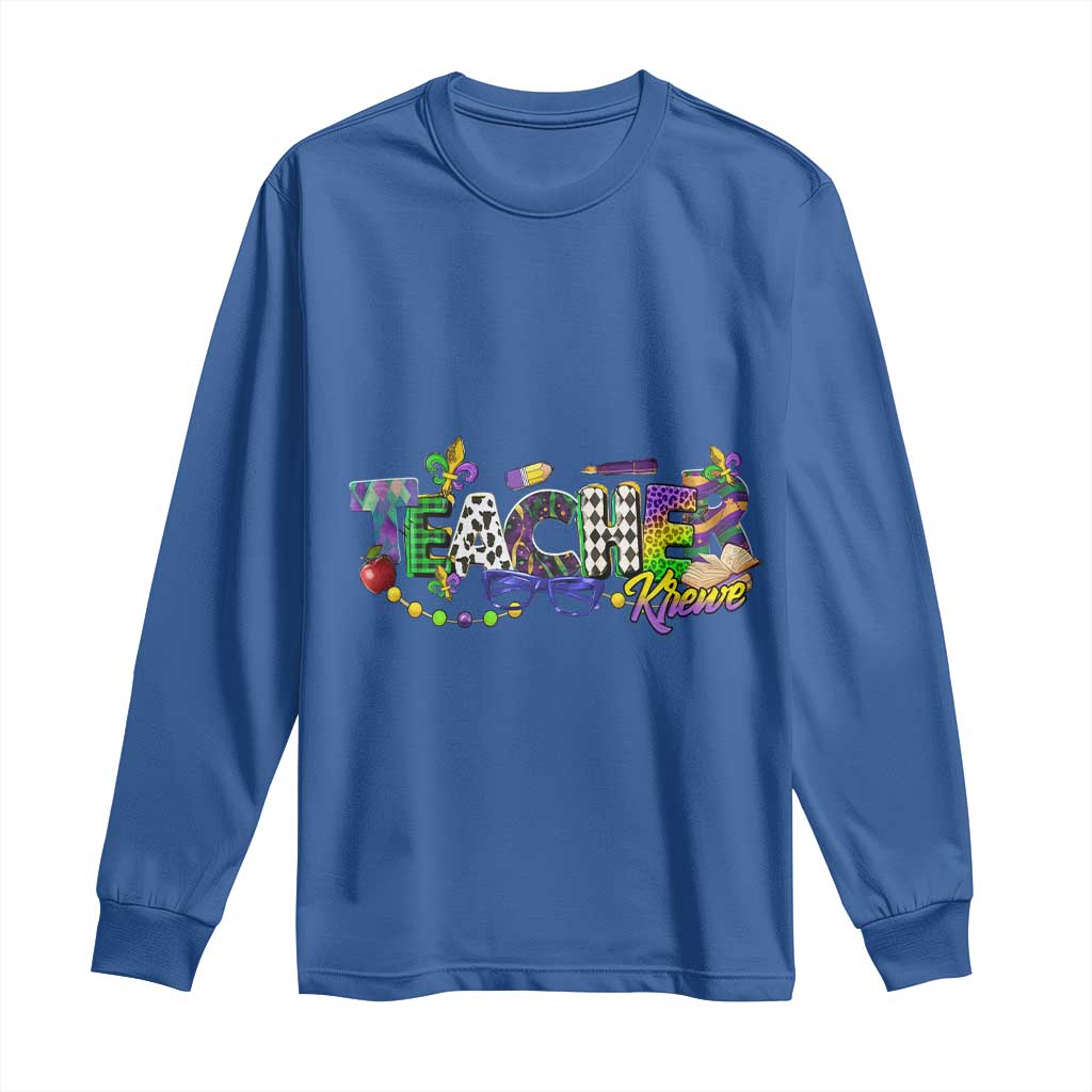 Funny Mardi Gras Teacher Krewe Long Sleeve Shirt Parade Carnival School Beads TS11 Royal Blue Print Your Wear