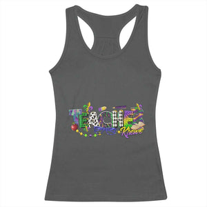 Funny Mardi Gras Teacher Krewe Racerback Tank Top Parade Carnival School Beads TS11 Dark Heather Print Your Wear