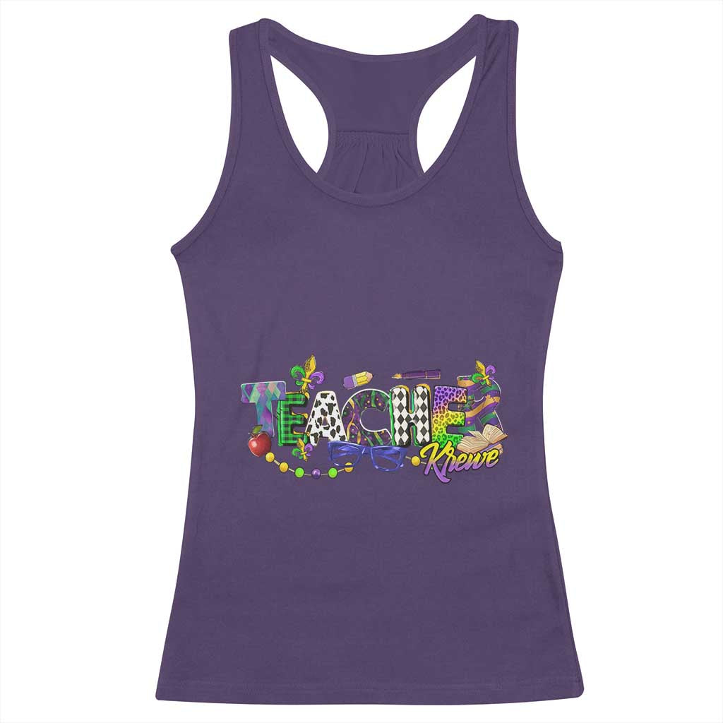 Funny Mardi Gras Teacher Krewe Racerback Tank Top Parade Carnival School Beads TS11 Purple Print Your Wear