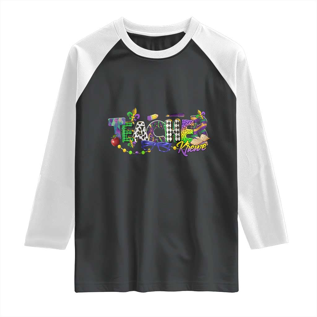 Funny Mardi Gras Teacher Krewe Raglan Shirt Parade Carnival School Beads TS11 Black White Print Your Wear