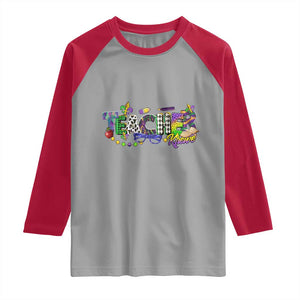 Funny Mardi Gras Teacher Krewe Raglan Shirt Parade Carnival School Beads TS11 Sport Gray Red Print Your Wear