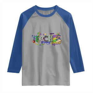 Funny Mardi Gras Teacher Krewe Raglan Shirt Parade Carnival School Beads TS11 Sport Gray Royal Print Your Wear