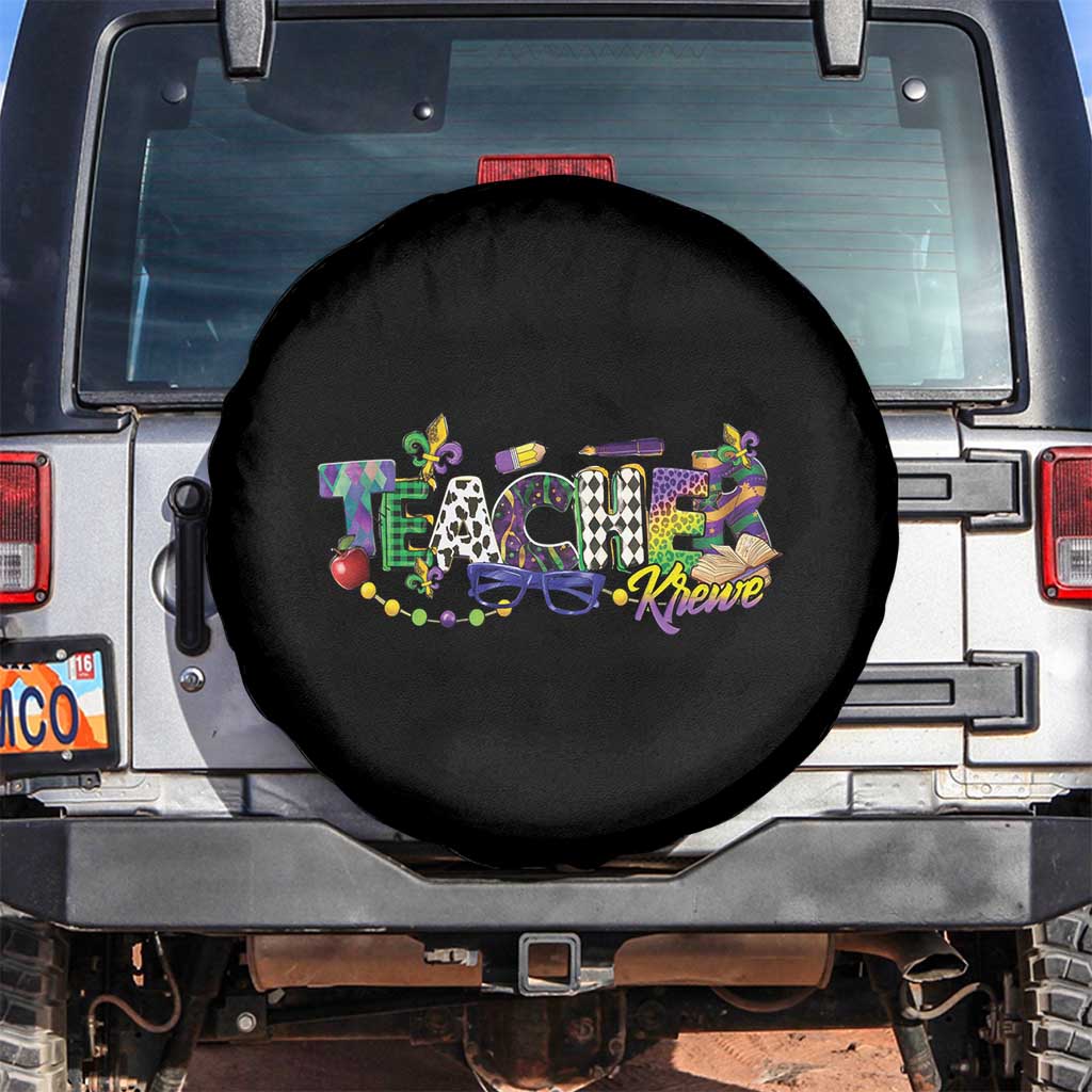 Funny Mardi Gras Teacher Krewe Spare Tire Cover Parade Carnival School Beads TS11 No hole Black Print Your Wear