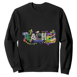 Funny Mardi Gras Teacher Krewe Sweatshirt Parade Carnival School Beads TS11 Black Print Your Wear
