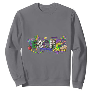 Funny Mardi Gras Teacher Krewe Sweatshirt Parade Carnival School Beads TS11 Charcoal Print Your Wear