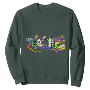 Funny Mardi Gras Teacher Krewe Sweatshirt Parade Carnival School Beads TS11 Dark Forest Green Print Your Wear