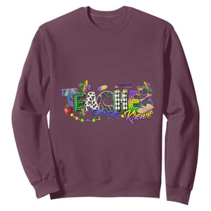 Funny Mardi Gras Teacher Krewe Sweatshirt Parade Carnival School Beads TS11 Maroon Print Your Wear