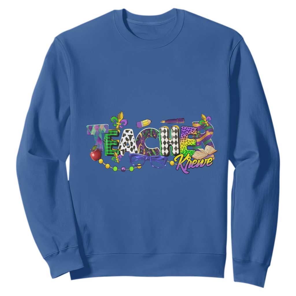 Funny Mardi Gras Teacher Krewe Sweatshirt Parade Carnival School Beads TS11 Royal Blue Print Your Wear