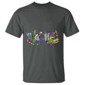 Funny Mardi Gras Teacher Krewe T Shirt Parade Carnival School Beads TS11 Dark Heather Print Your Wear