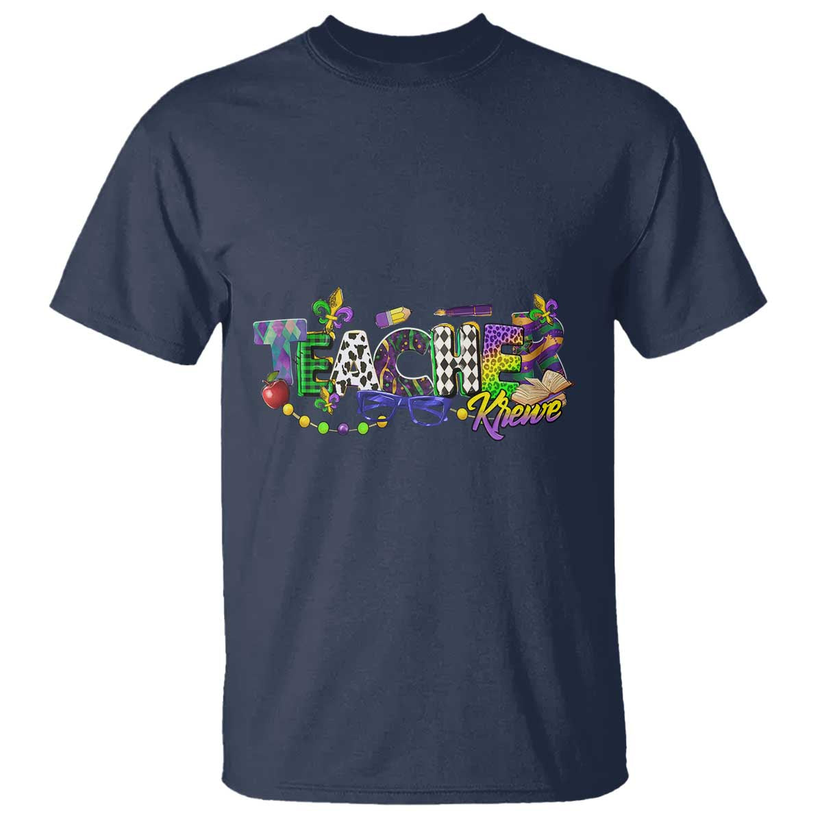 Funny Mardi Gras Teacher Krewe T Shirt Parade Carnival School Beads TS11 Navy Print Your Wear