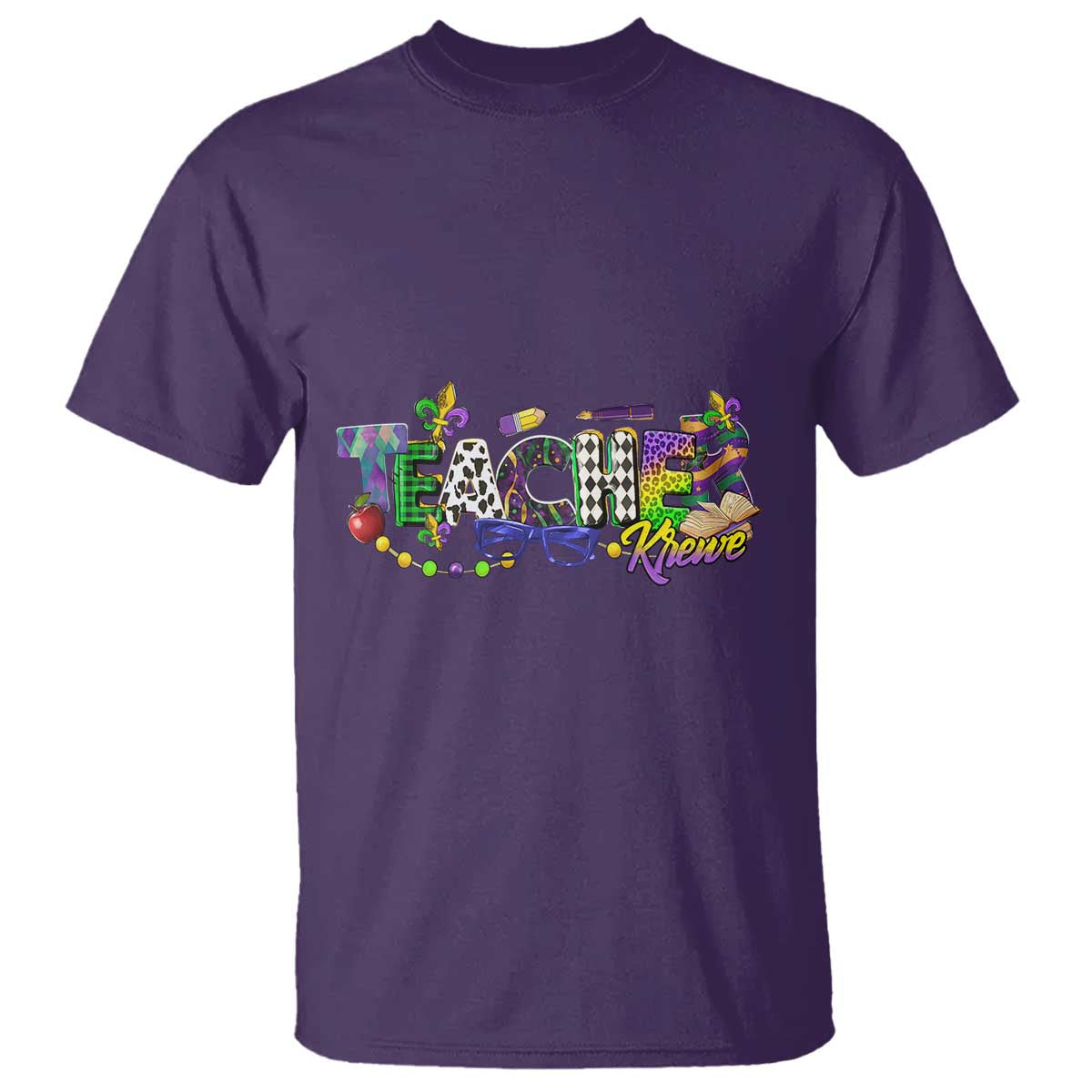 Funny Mardi Gras Teacher Krewe T Shirt Parade Carnival School Beads TS11 Purple Print Your Wear