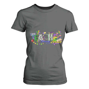 Funny Mardi Gras Teacher Krewe T Shirt For Women Parade Carnival School Beads TS11 Dark Heather Print Your Wear
