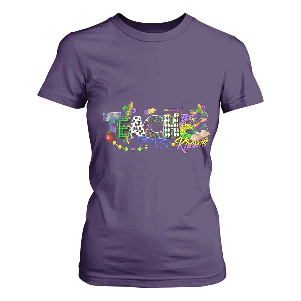 Funny Mardi Gras Teacher Krewe T Shirt For Women Parade Carnival School Beads TS11 Purple Print Your Wear