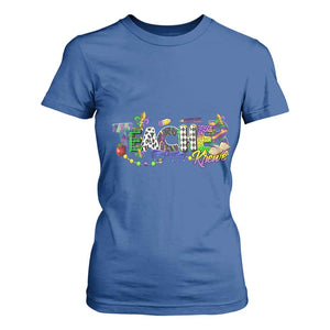 Funny Mardi Gras Teacher Krewe T Shirt For Women Parade Carnival School Beads TS11 Royal Blue Print Your Wear