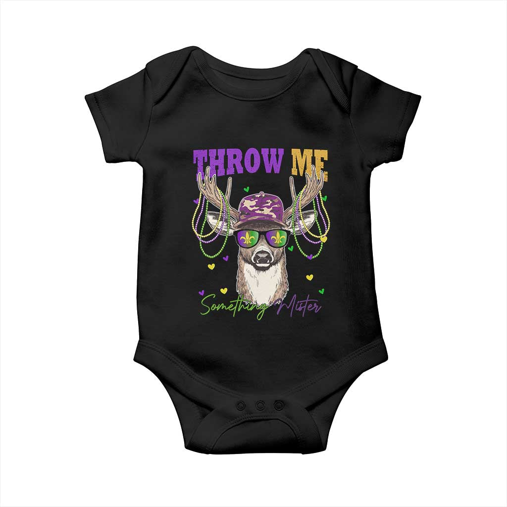 Funny Mardi Gras Mississippi Deer Baby Onesie Throw Me Something Mister Beads TS11 Black Print Your Wear