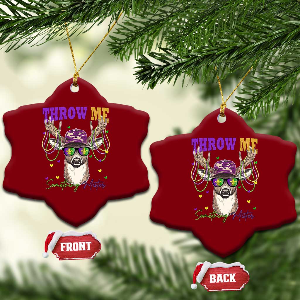 Funny Mardi Gras Mississippi Deer Ceramic Ornament Throw Me Something Mister Beads TS11 Print Your Wear