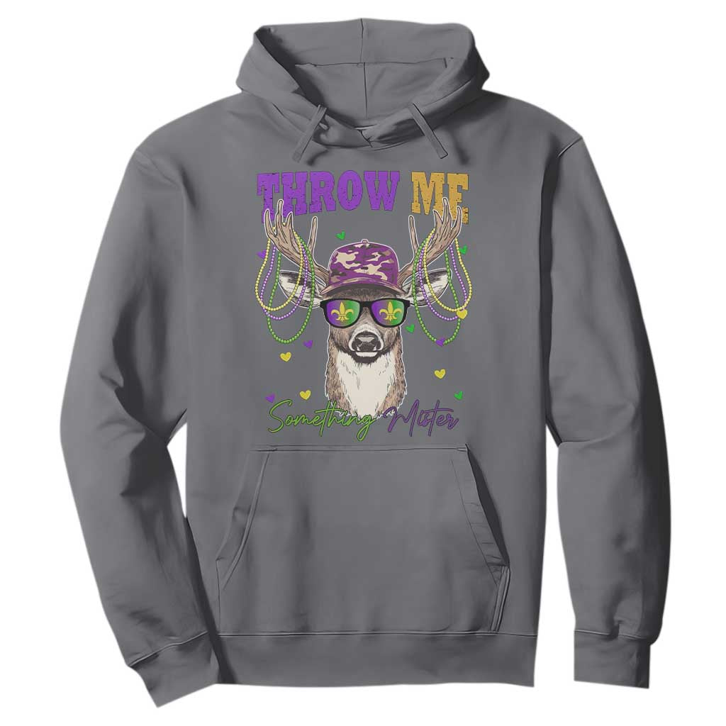 Funny Mardi Gras Mississippi Deer Hoodie Throw Me Something Mister Beads TS11 Charcoal Print Your Wear