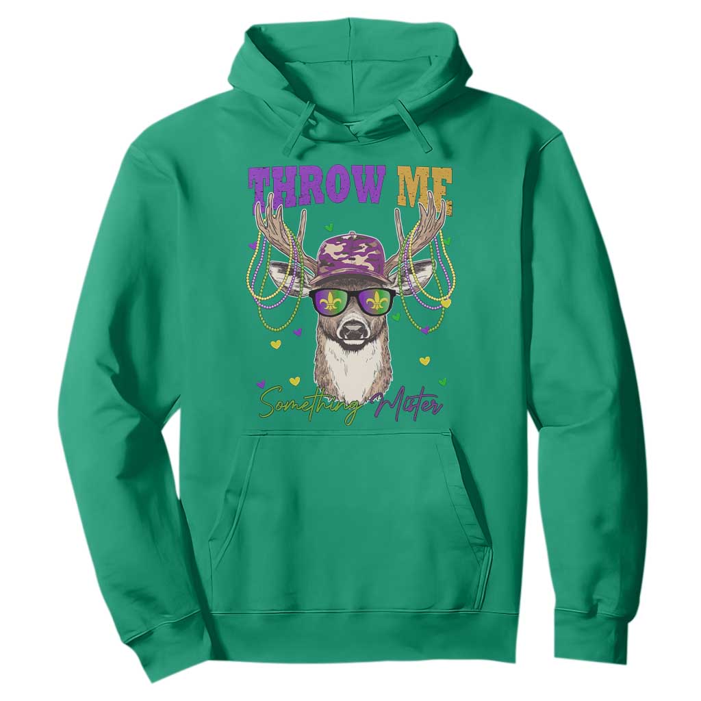 Funny Mardi Gras Mississippi Deer Hoodie Throw Me Something Mister Beads TS11 Irish Green Print Your Wear