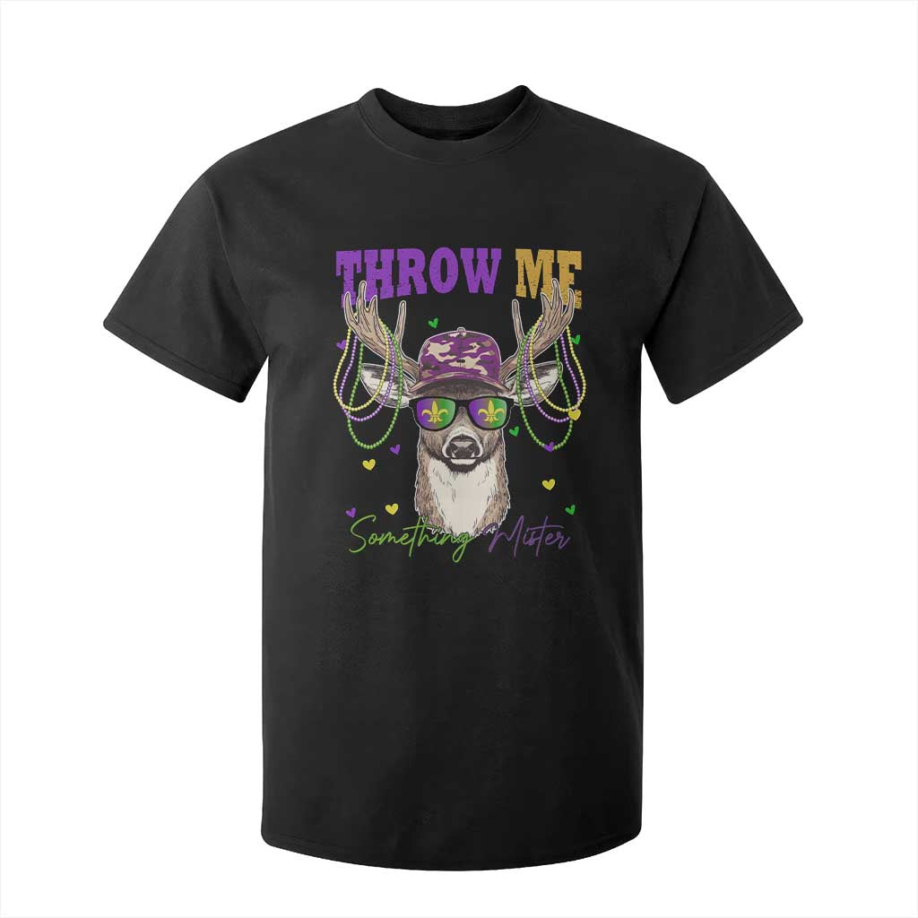 Funny Mardi Gras Mississippi Deer T Shirt For Kid Throw Me Something Mister Beads TS11 Black Print Your Wear