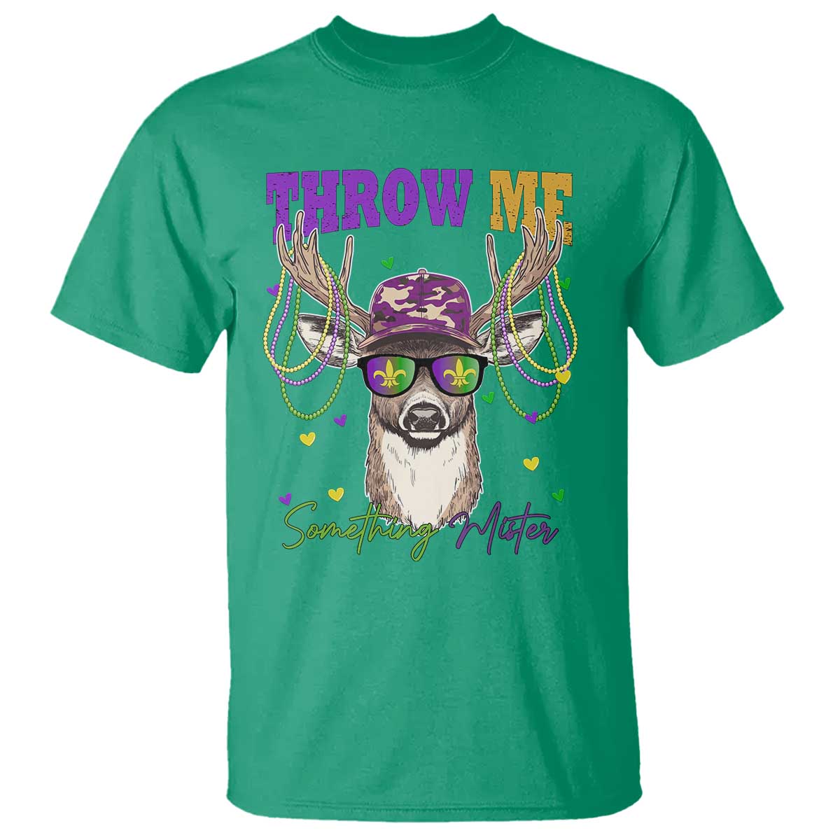 Funny Mardi Gras Mississippi Deer T Shirt Throw Me Something Mister Beads TS11 Irish Green Print Your Wear