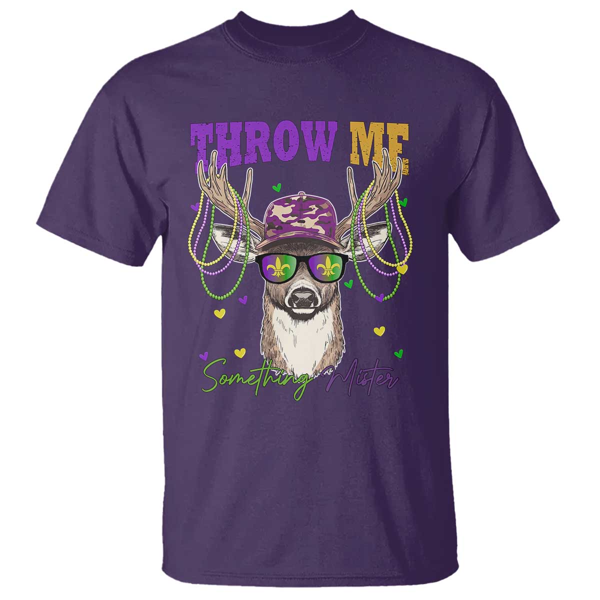 Funny Mardi Gras Mississippi Deer T Shirt Throw Me Something Mister Beads TS11 Purple Print Your Wear